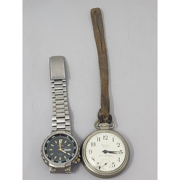Vintage Westclox Scotty Pocket Watch/Wrangler Quartz Stainless‎ Steel Mens Watch - Picture 1 of 10